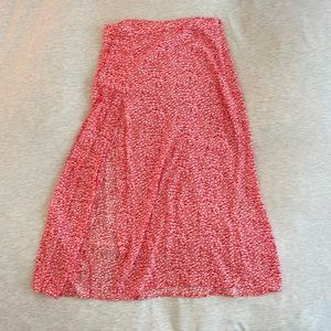 H&M red floral midi/maxi skirt with side slit size 10